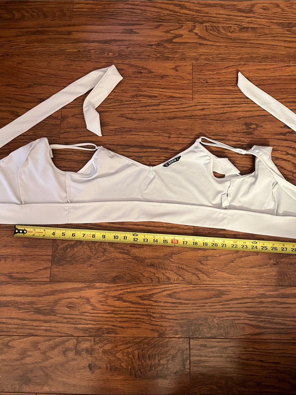 White Ruffle-Trim Wrap Crop Top - Picture 7 of 8